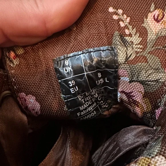 Floral Brown Lace-Up Dr. Martens Boots - Picture 3 of 3